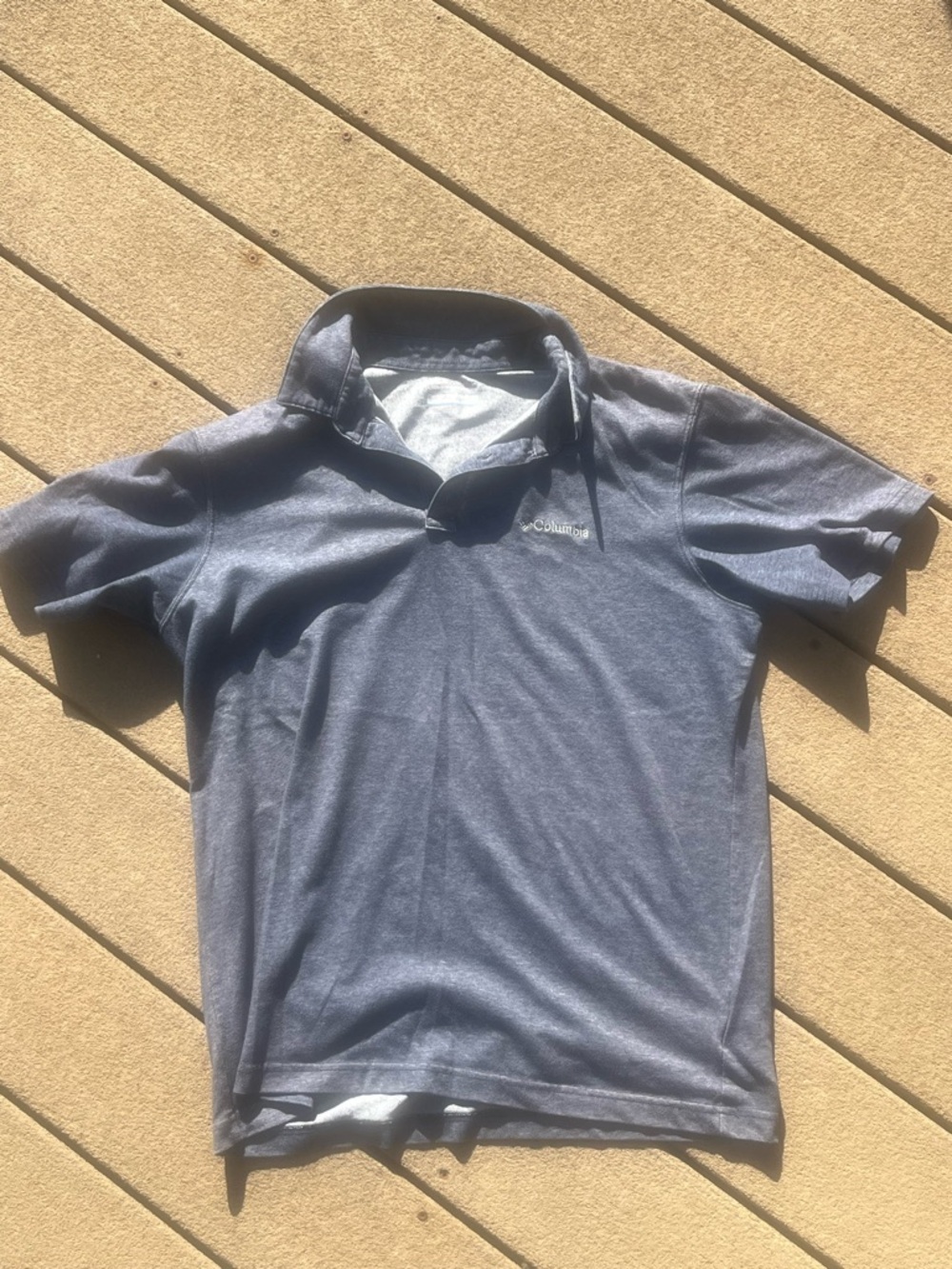 Columbia Heather Navy Short Sleeve Polo